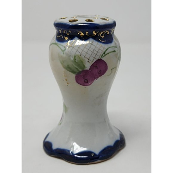 Vintage Stick Hatpin‎ 13 Hole Holder Vase Grapes And Leaves Blue Purple Green - Picture 4 of 8